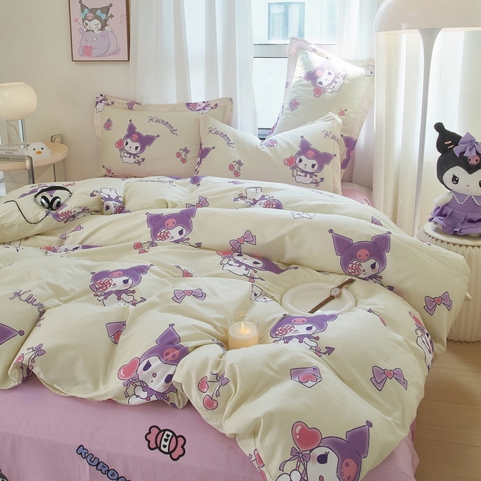 91家纺网 家纺一手货源 找家纺 蘭菲家纺 2024新款全棉小版卡通三丽鸥四件套 棒棒糖