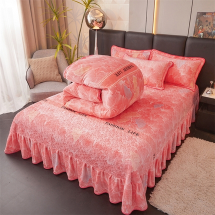 91家纺网 家纺一手货源 找家纺 天之澜家纺 2024新款高品类牛奶绒夹棉床盖四件套 金枝玉叶