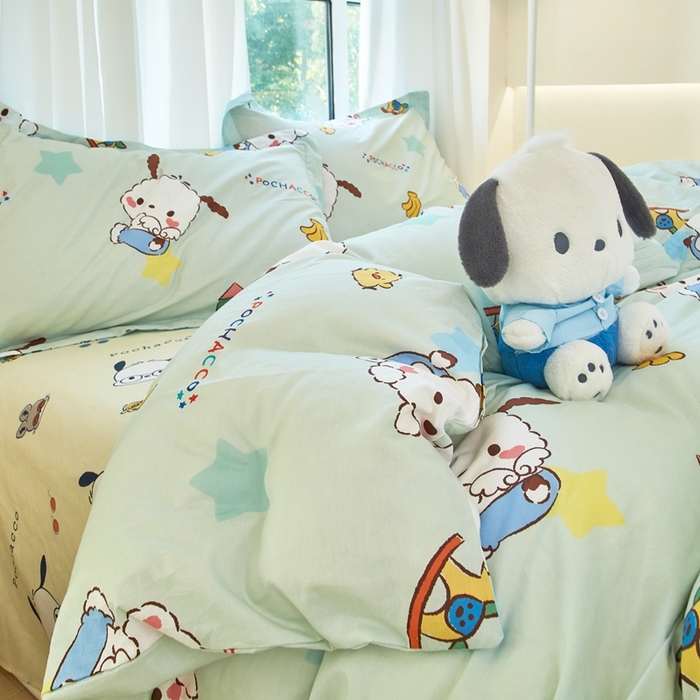 91家纺网 家纺一手货源 找家纺 蘭菲家纺 2024新款全棉小版卡通三丽鸥四件套 水果派