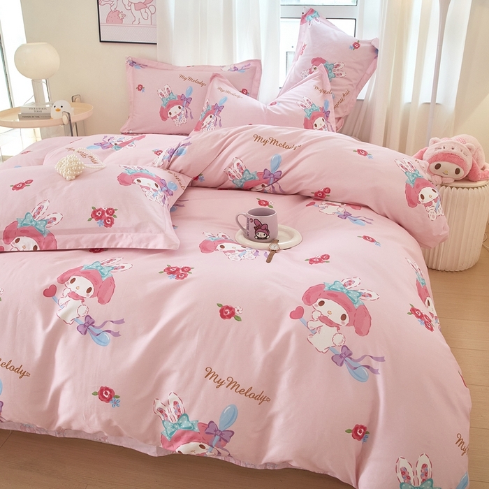 91家纺网 家纺一手货源 找家纺 蘭菲家纺 2024新款全棉小版卡通三丽鸥四件套 小美(圆）