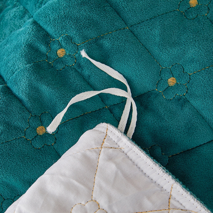 91家纺网 家纺一手货源 找家纺 罗艺轩 2024新款加厚宝宝绒夹棉床裙四件套-梦幻星辰 橄榄绿