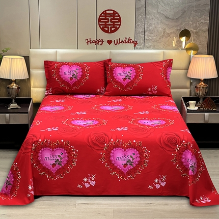 91家纺网 家纺一手货源 找家纺 （总）居美良品 2025新款大红色结婚婚庆全棉纯棉100棉磨毛床单