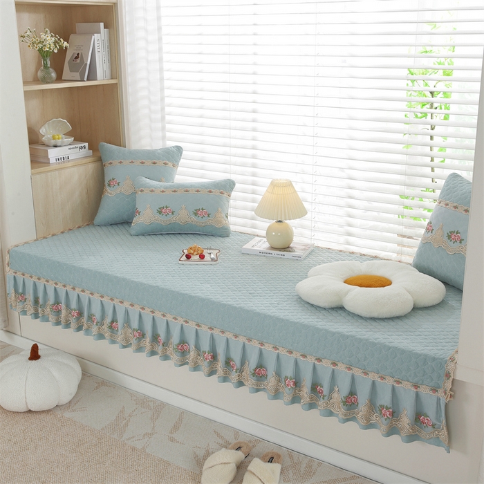 91家纺网 家纺一手货源 找家纺 共鸣沙发垫 2024新款四季雪尼尔飘窗垫-慕恋 慕恋浅绿