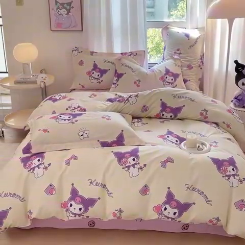 91家纺网 家纺一手货源 找家纺 （总）蘭菲家纺 2024新款全棉小版卡通三丽鸥四件套