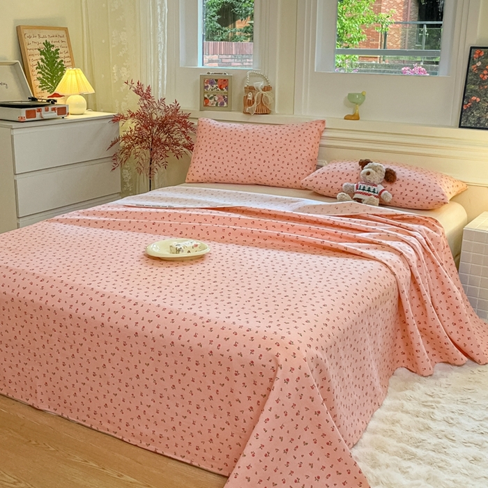 91家纺网 家纺一手货源 找家纺 义博家纺 2025新款全棉老粗布床单 梵花