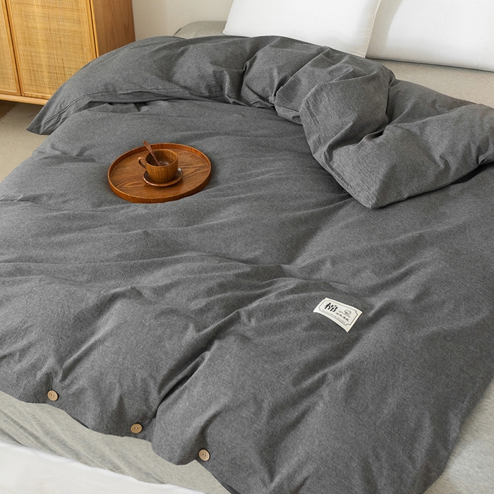 91家纺网 家纺一手货源 找家纺 （总）呦呦南宋 纽扣款单被套A类纯棉  母婴级色织水洗棉 单件纯色被罩 无印风全棉单品被套
