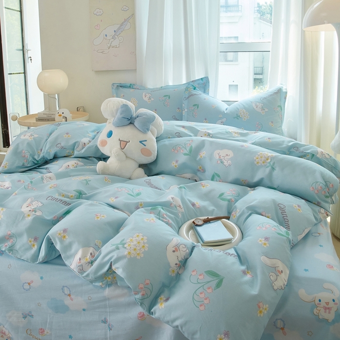 91家纺网 家纺一手货源 找家纺 蘭菲家纺 2024新款全棉小版卡通三丽鸥四件套 小清新