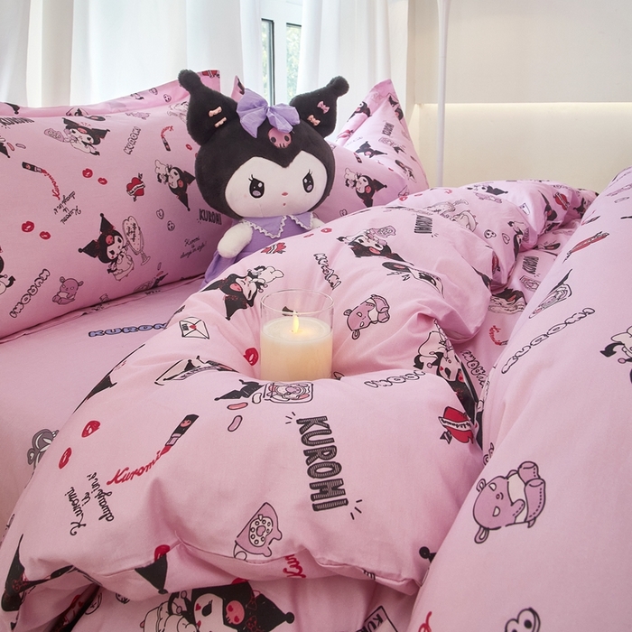 91家纺网 家纺一手货源 找家纺 蘭菲家纺 2024新款全棉小版卡通三丽鸥四件套 小美库