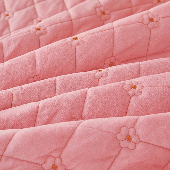 91家纺网 家纺一手货源 找家纺 罗艺轩 2024新款加厚宝宝绒夹棉床裙三件套-梦幻星辰 樱花粉