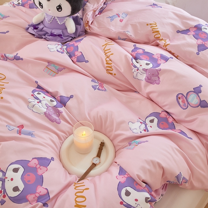 91家纺网 家纺一手货源 找家纺 蘭菲家纺 2024新款全棉小版卡通三丽鸥四件套 小甜酱.粉