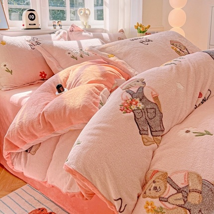 韩巢家纺 2024新款加厚雪花绒牛奶绒珊瑚绒单件被套-新品（提供卖家秀 ） 园林