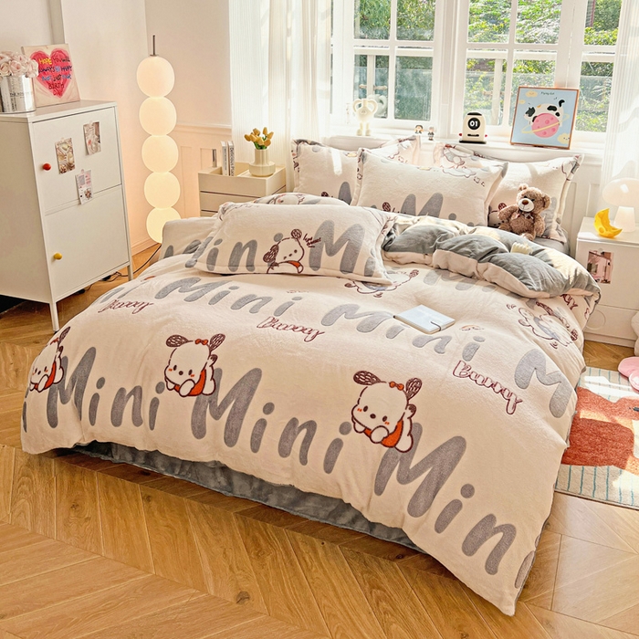 91家纺网 家纺一手货源 找家纺 韩巢家纺 2024新款加厚雪花绒牛奶绒珊瑚绒四件套-新品（提供卖家秀） 米菲