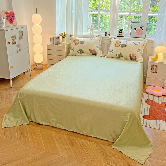 91家纺网 家纺一手货源 找家纺 韩巢家纺 2024新款加厚雪花绒牛奶绒珊瑚绒四件套-新品（提供卖家秀） 快乐心情