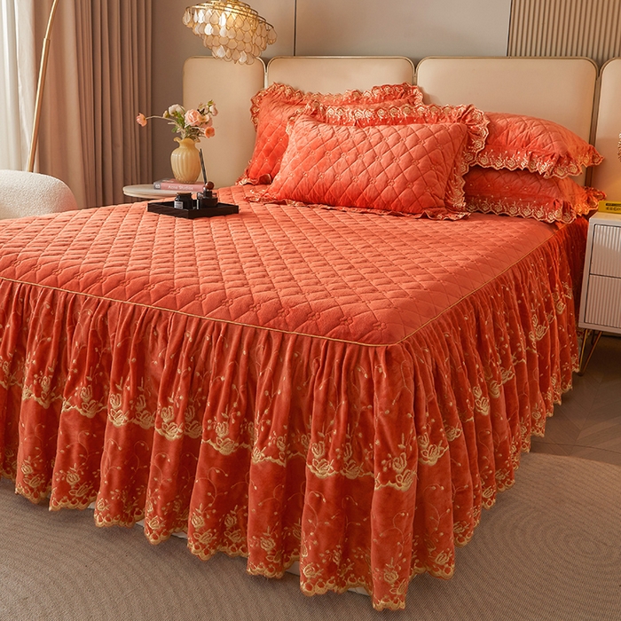 91家纺网 家纺一手货源 找家纺 （总）罗艺轩 2024新款加厚宝宝绒夹棉床裙三件套-梦幻星辰