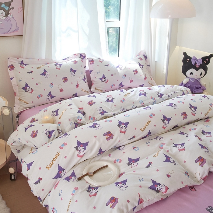 91家纺网 家纺一手货源 找家纺 蘭菲家纺 2024新款全棉小版卡通三丽鸥四件套 小臭美