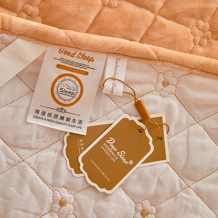 91家纺网 家纺一手货源 找家纺 罗艺轩 2024新款加厚宝宝绒夹棉床裙四件套-梦幻星辰 香槟金