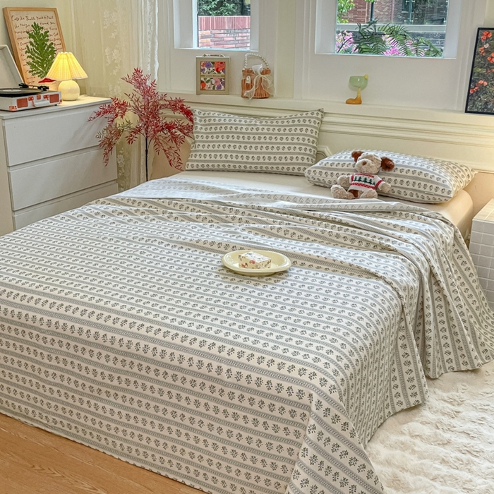 91家纺网 家纺一手货源 找家纺 义博家纺 2025新款全棉老粗布床单 陌微