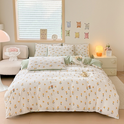 91家纺网 家纺一手货源 找家纺 铭浩家纺 2025新款原棉印花四件套 花缘