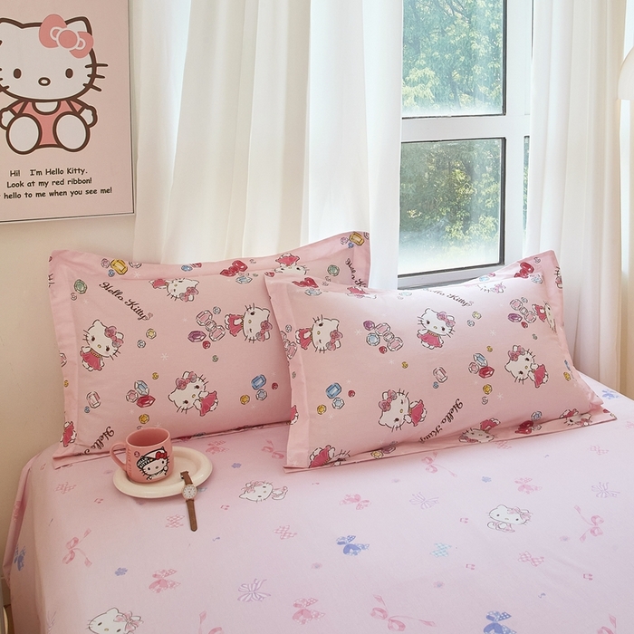 91家纺网 家纺一手货源 找家纺 蘭菲家纺 2024新款全棉小版卡通三丽鸥单被套 小甜心