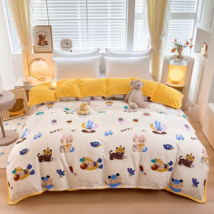 91家纺网 家纺一手货源 找家纺 （总）2024新款全棉加牛奶绒四件套单被套系列-单被套