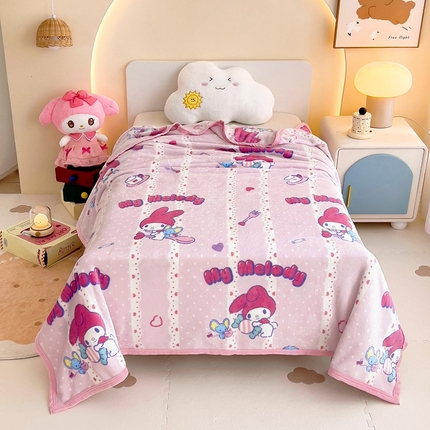 91家纺网 家纺一手货源 找家纺 花满路 2024新款亲肤舒适三丽鸥毛毯 美乐蒂