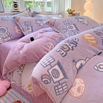 91家纺网 家纺一手货源 找家纺 韩巢家纺 2024新款加厚雪花绒牛奶绒珊瑚绒单件被套-新品（提供卖家秀 ） 星际穿越