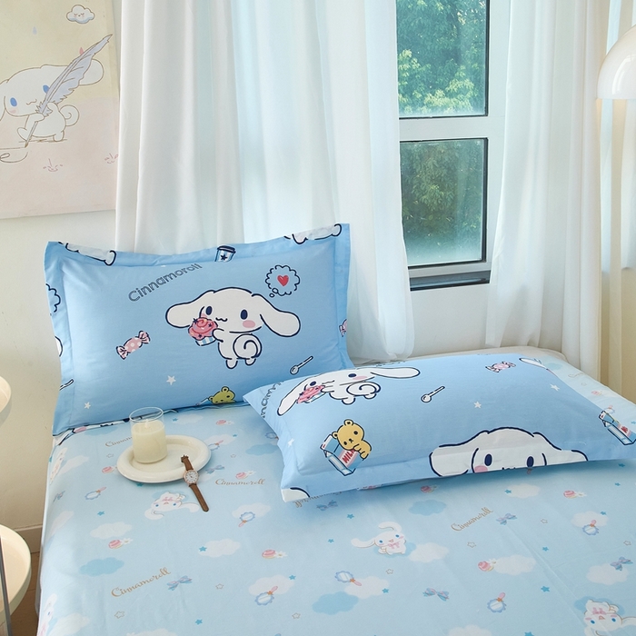 91家纺网 家纺一手货源 找家纺 蘭菲家纺 2024新款全棉小版卡通三丽鸥单被套 小团子