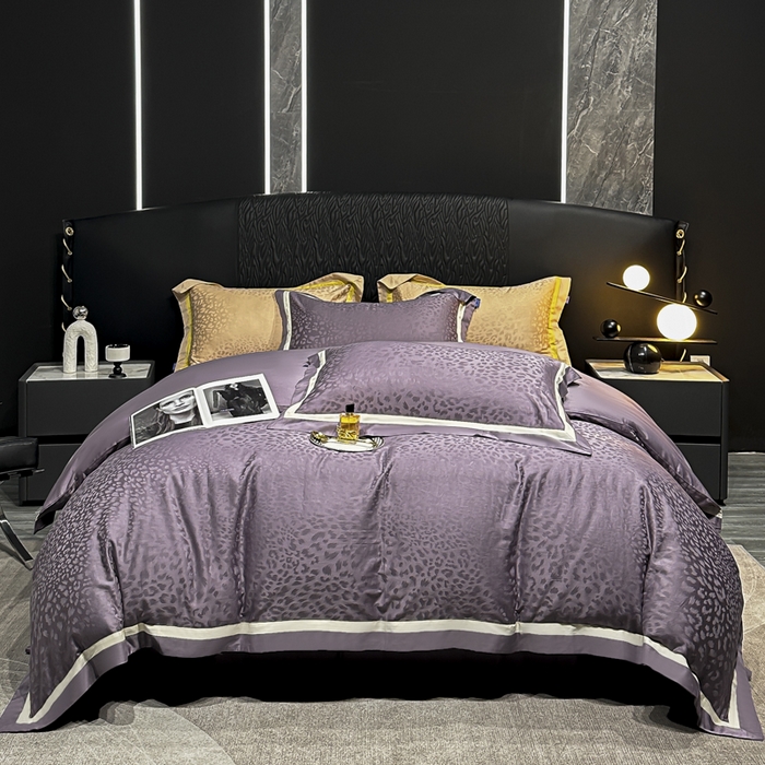 91家纺网 家纺一手货源 找家纺 （总）雲归梦 2024新款轻奢双拼角全棉提花四件套