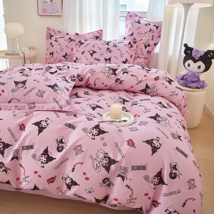 91家纺网 家纺一手货源 找家纺 蘭菲家纺 2024新款全棉小版卡通三丽鸥四件套 小美库