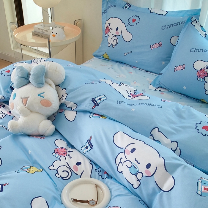 91家纺网 家纺一手货源 找家纺 蘭菲家纺 2024新款全棉小版卡通三丽鸥四件套 小团子