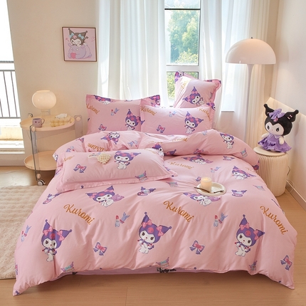 91家纺网 家纺一手货源 找家纺 蘭菲家纺 2024新款全棉小版卡通三丽鸥四件套 小甜酱.粉