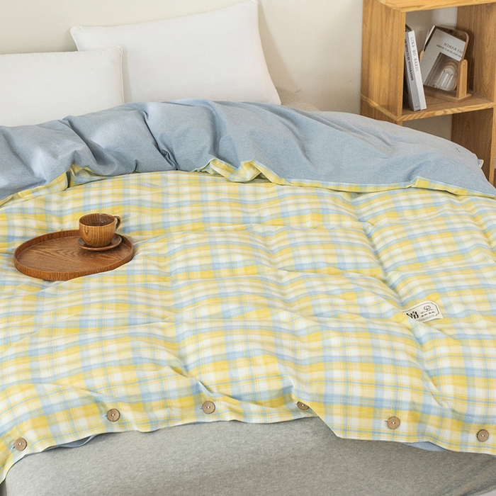 91家纺网 家纺一手货源 找家纺 呦呦南宋 纽扣款单被套A类纯棉  母婴级色织水洗棉 单件纯色被罩 无印风全棉单品被套 芒种