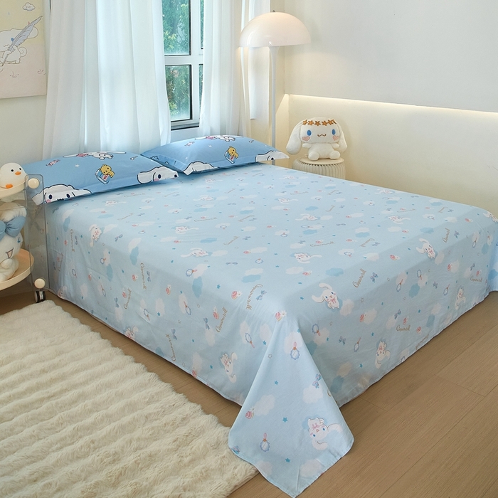 91家纺网 家纺一手货源 找家纺 蘭菲家纺 2024新款全棉小版卡通三丽鸥单被套 小团子