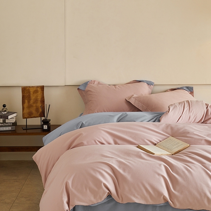 91家纺网 家纺一手货源 找家纺 秀色家纺 2025新款秋冬加厚保暖床上纯色四件套纯棉磨毛全棉床单被套三件套50支-瑞妮 瑞妮-桃红+松灰