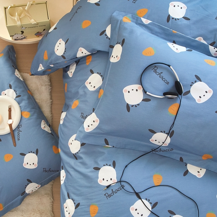 91家纺网 家纺一手货源 找家纺 蘭菲家纺 2024新款全棉小版卡通三丽鸥单被套 小金豆.灰