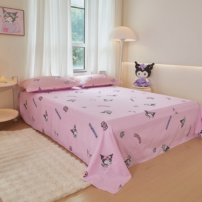 91家纺网 家纺一手货源 找家纺 蘭菲家纺 2024新款全棉小版卡通三丽鸥单被套 小甜酱.粉