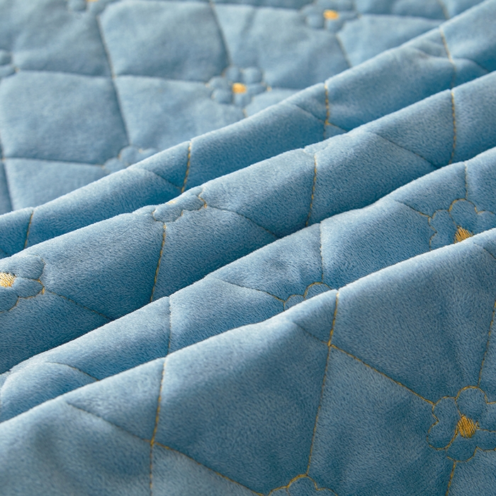 91家纺网 家纺一手货源 找家纺 罗艺轩 2024新款加厚宝宝绒夹棉床裙四件套-梦幻星辰 绅士蓝