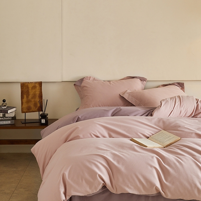 91家纺网 家纺一手货源 找家纺 秀色家纺 2025新款秋冬加厚保暖床上纯色四件套纯棉磨毛全棉床单被套三件套50支-瑞妮 瑞妮-桃红+轻紫