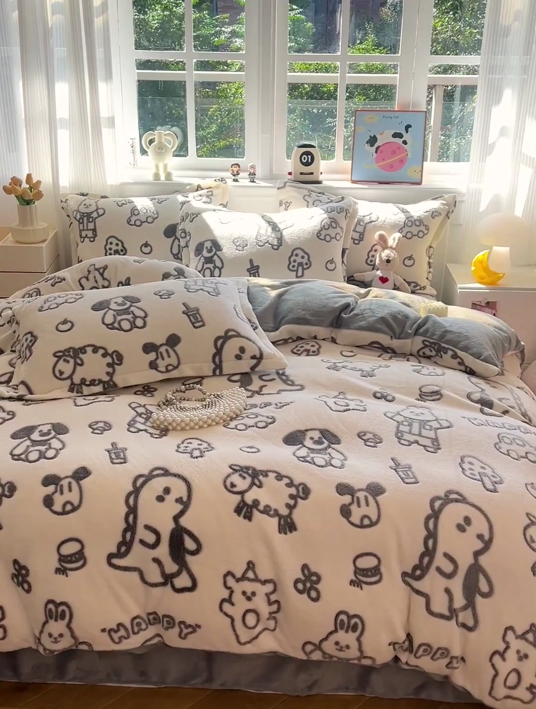 91家纺网 家纺一手货源 找家纺 韩巢家纺 2024新款加厚雪花绒牛奶绒珊瑚绒四件套-新品（提供卖家秀） 灰色轨迹