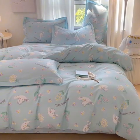 91家纺网 家纺一手货源 找家纺 蘭菲家纺 2024新款全棉小版卡通三丽鸥四件套 小雪儿