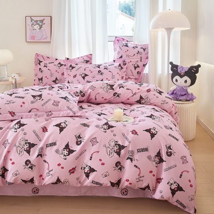 91家纺网 家纺一手货源 找家纺 蘭菲家纺 2024新款全棉小版卡通三丽鸥四件套 小美库