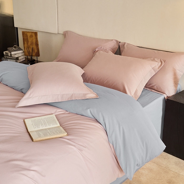 91家纺网 家纺一手货源 找家纺 秀色家纺 2025新款秋冬加厚保暖床上纯色四件套纯棉磨毛全棉床单被套三件套50支-瑞妮 瑞妮-桃红+松灰