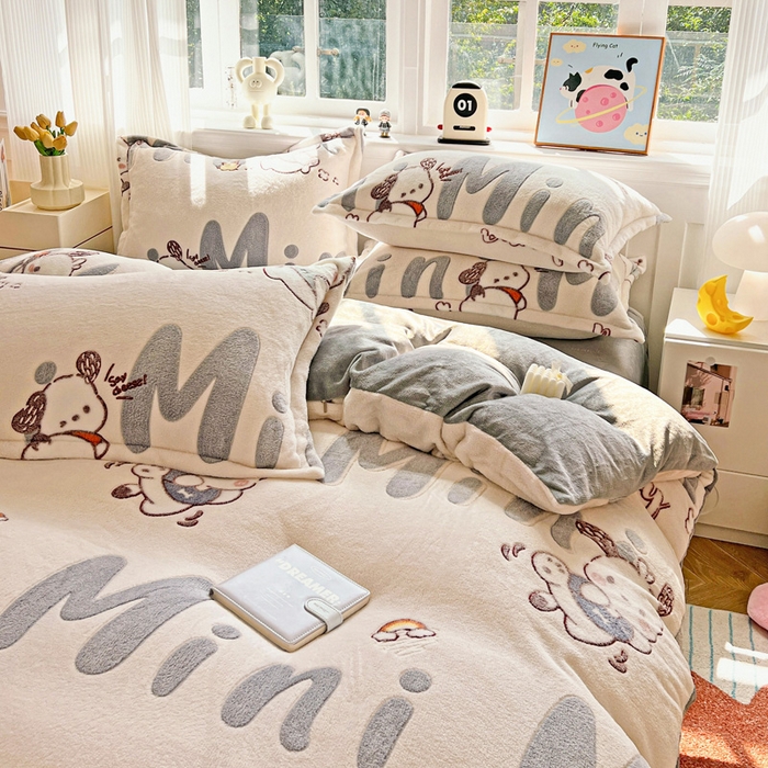 91家纺网 家纺一手货源 找家纺 韩巢家纺 2024新款加厚雪花绒牛奶绒珊瑚绒四件套-新品（提供卖家秀） 米菲