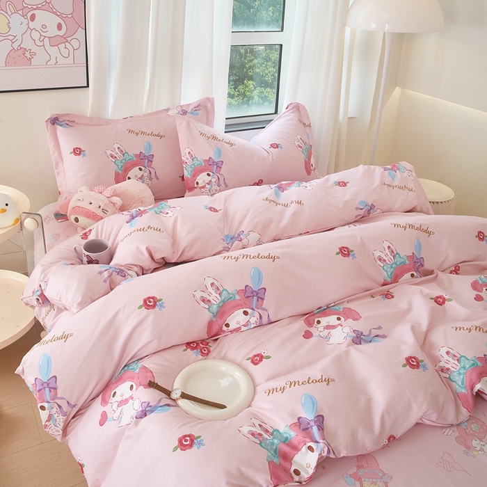 91家纺网 家纺一手货源 找家纺 蘭菲家纺 2024新款全棉小版卡通三丽鸥四件套 小美(圆）