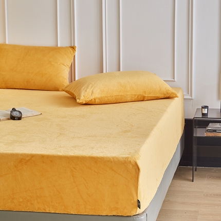 千朵森 2024新款A类纯色牛奶绒单床笠-芙妮系列-风格二 芙妮-向阳黄