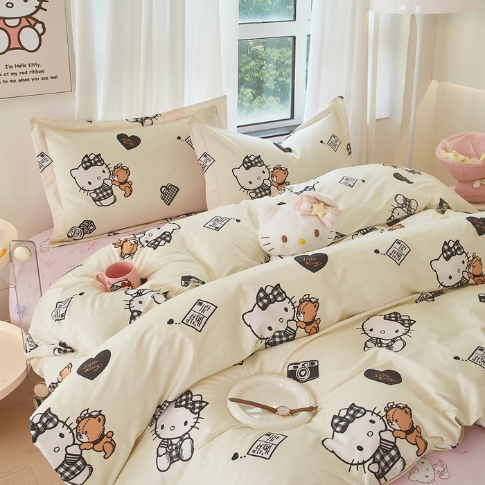 91家纺网 家纺一手货源 找家纺 蘭菲家纺 2024新款全棉小版卡通三丽鸥四件套 小布熊