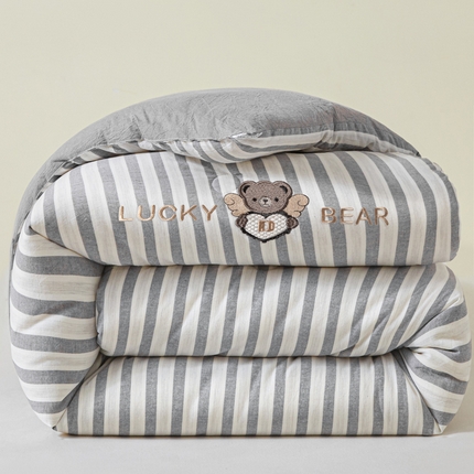 91家纺网 家纺一手货源 找家纺 一加一 2025新款彩纱色织全棉大豆被 天竺  灰