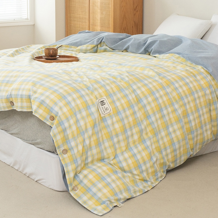 91家纺网 家纺一手货源 找家纺 呦呦南宋 纽扣款单被套A类纯棉  母婴级色织水洗棉 单件纯色被罩 无印风全棉单品被套 芒种