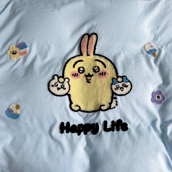 91家纺网 家纺一手货源 找家纺 眠帛家居 2024新款加厚磨毛水洗棉毛巾绣加印大版卡通四件套 卡哇伊