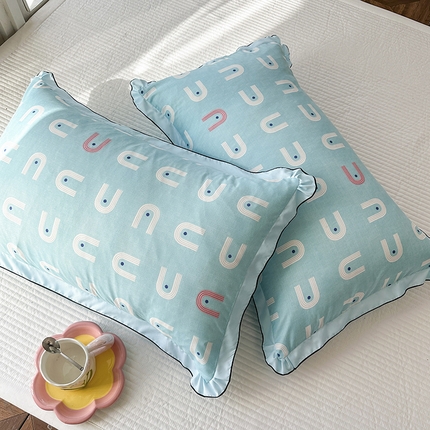 91家纺网 家纺一手货源 找家纺 （总）呦呦南宋 2024新款韩版宽边锁线枕套48x74cm单只装高克重芦荟棉单品枕头套